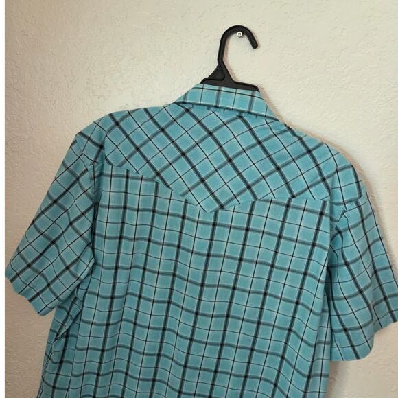 Wrangler Western Men's Pearl Snap Button Down Shirt Size Large Blue Plaid - Picture 7 of 8